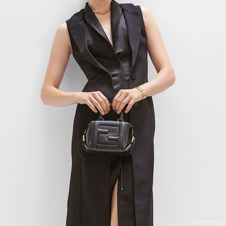 Cheap Leather Bag FF Cube Fendi Black Mini In Nappa 0720